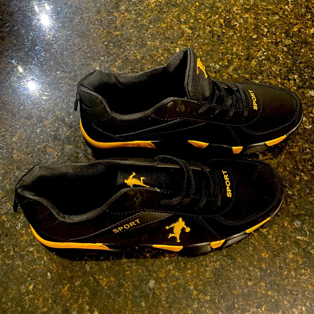 Black and Gold Athletic Sneakers